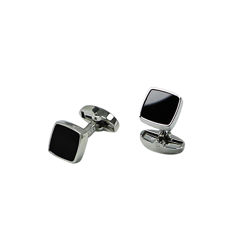 Fekete Agate Square Flat Shirts Cuff Links