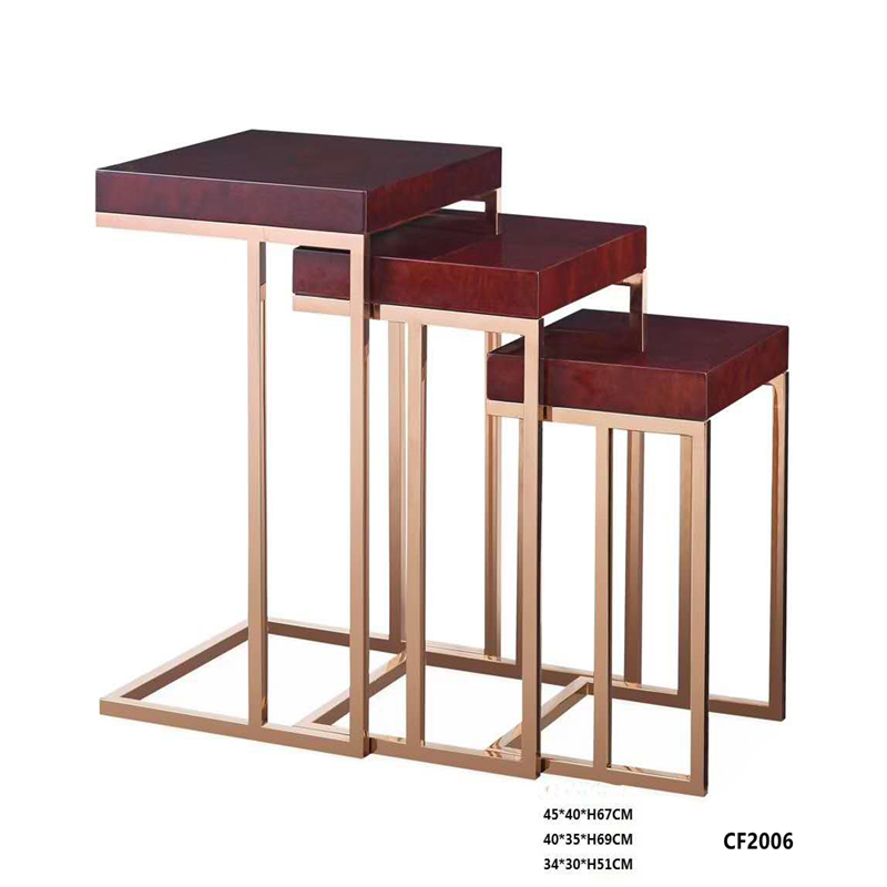 Rozsdamentes acél oldalsó asztal, kovácsoltvas oldalsó asztal Szállodai bútorok Hotel-kellékek