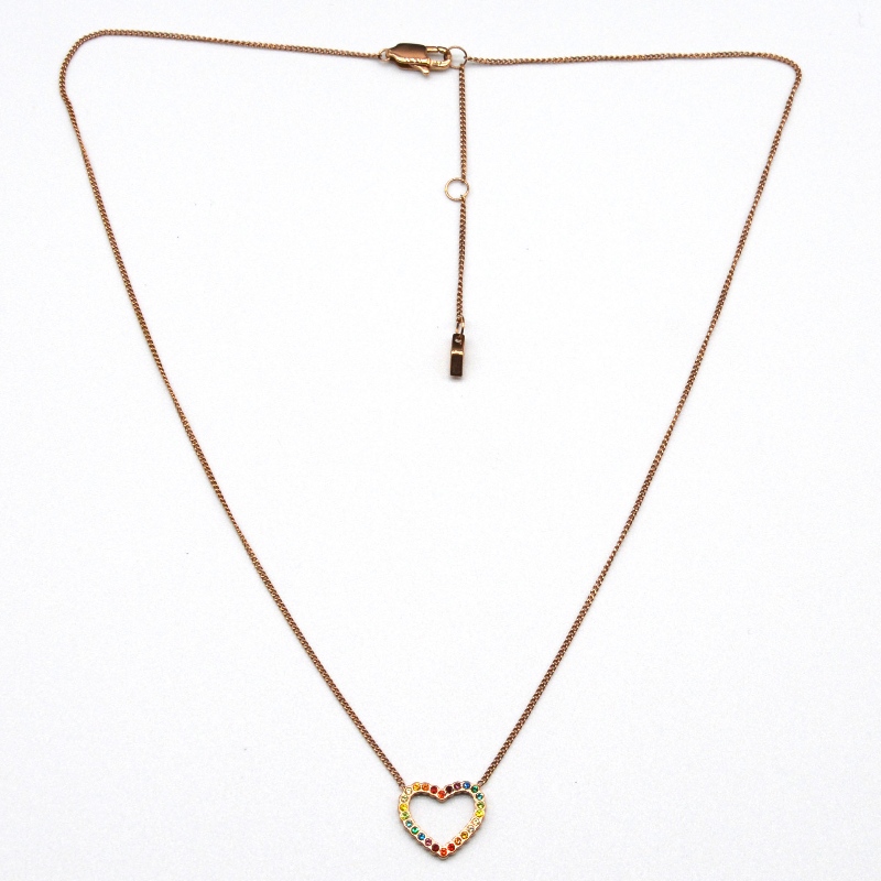 Rozsdamentes acél szív alakú agyag kő medál nyaklánc rfbnck1111