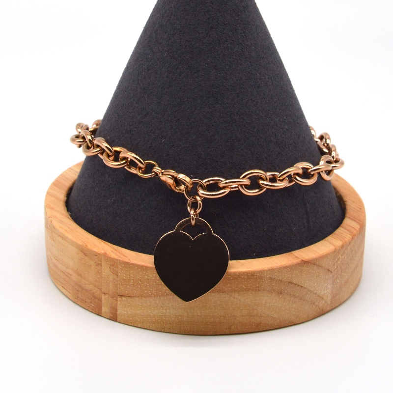 Rozsdamentes acél szív alakú medál lánc karkötő rfbbg0069