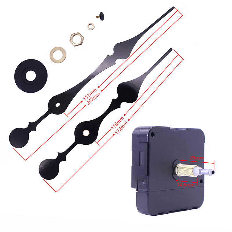 HR1688 23 mm-es kvarc fekete óra mozgás és nagy óra kezek