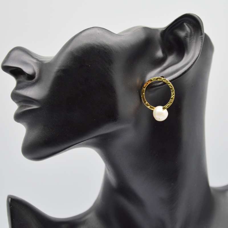 Rozsdamentes Steel Pearl fülbevalók, divatékszerek, divatékszerek, Pearl Jewelry rfbear044