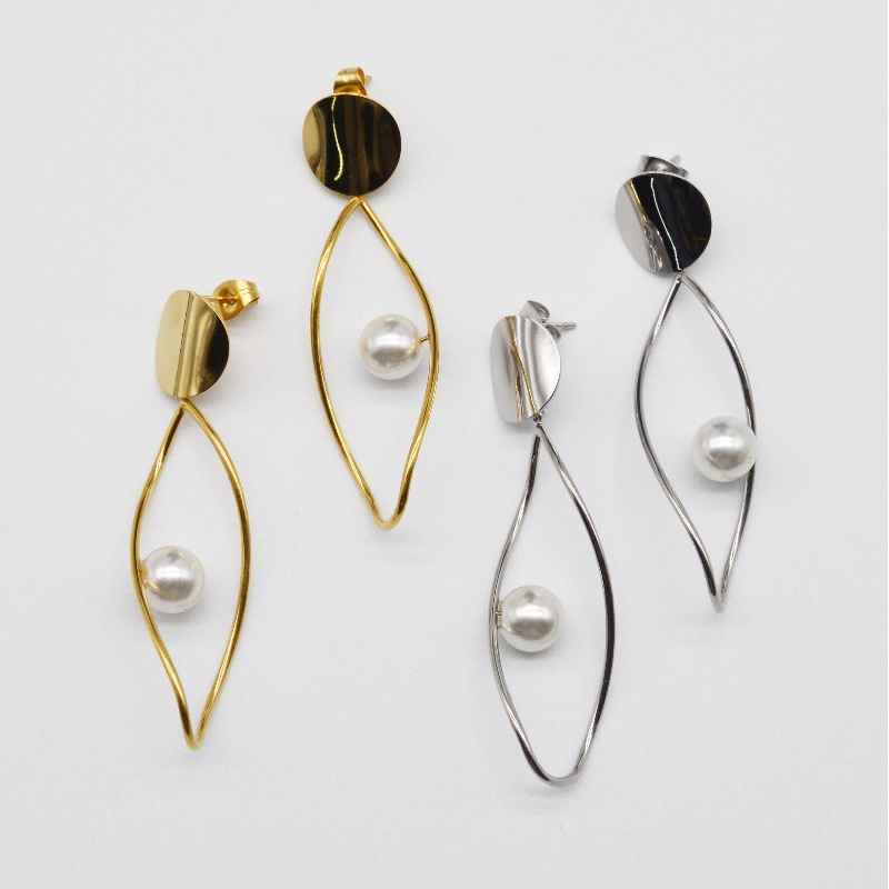 Rozsdamentes acél gyöngy fülbevalók, divat ékszerek, divat ékszerek, Rfber0168 gyöngy ékszerek