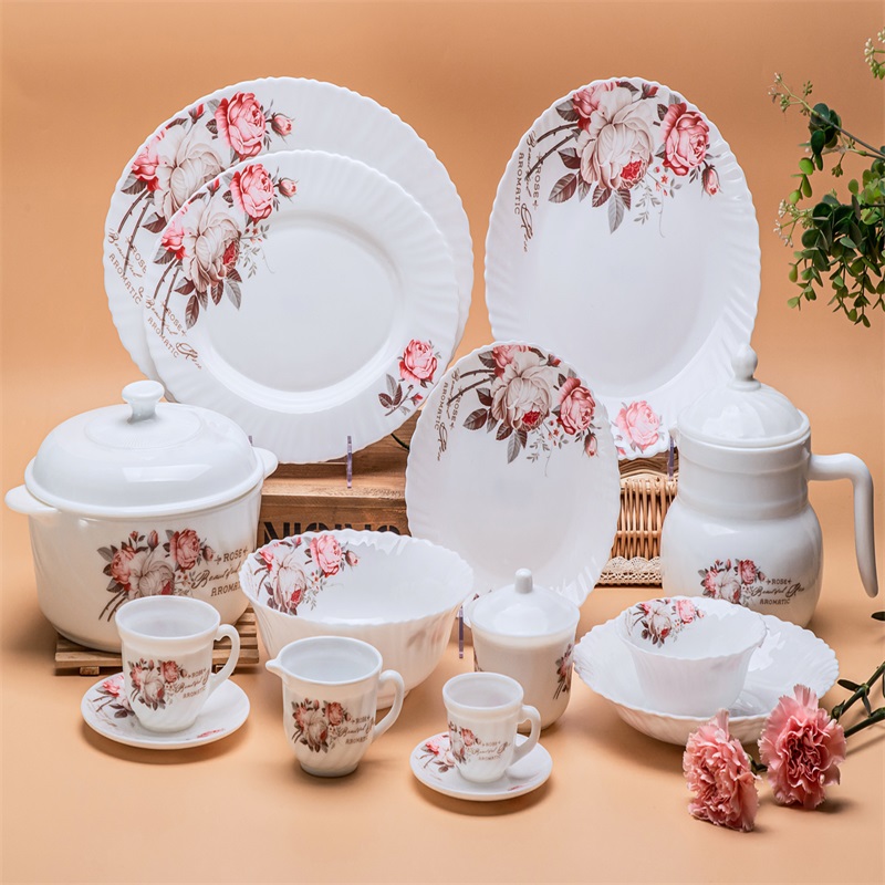 58L &Spinning Dinnerware Set Heat Resistant Opal Glassware