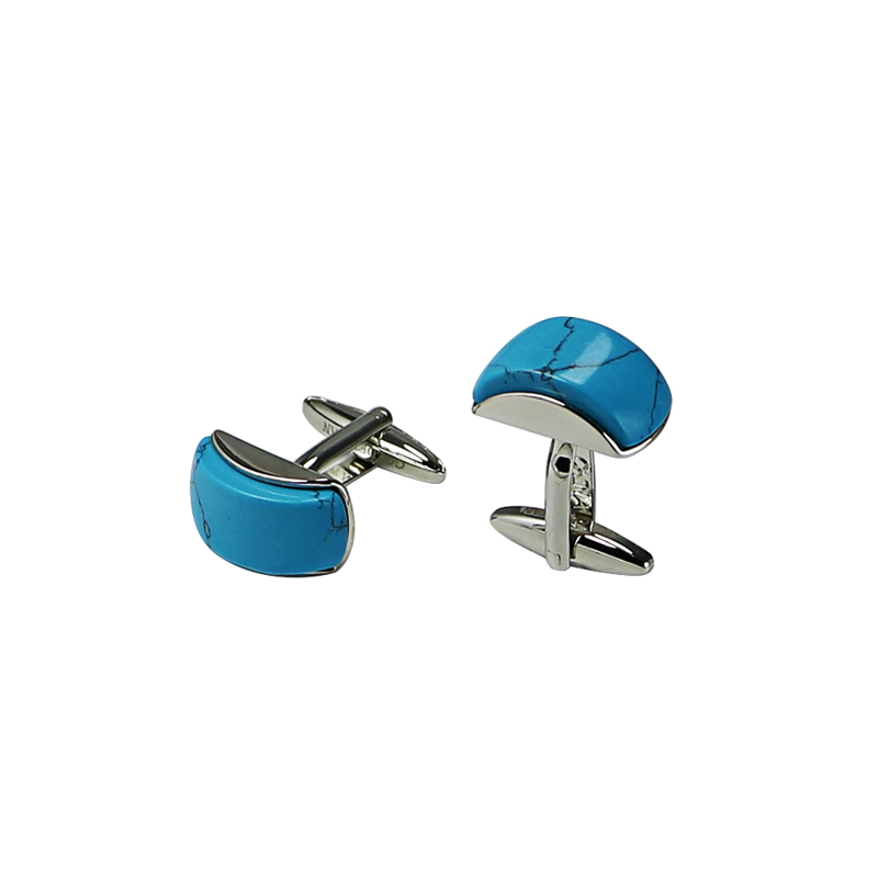 Emberek\\\\\\\\\\\'s Turquoise Domed Rectangle Cuff Links
