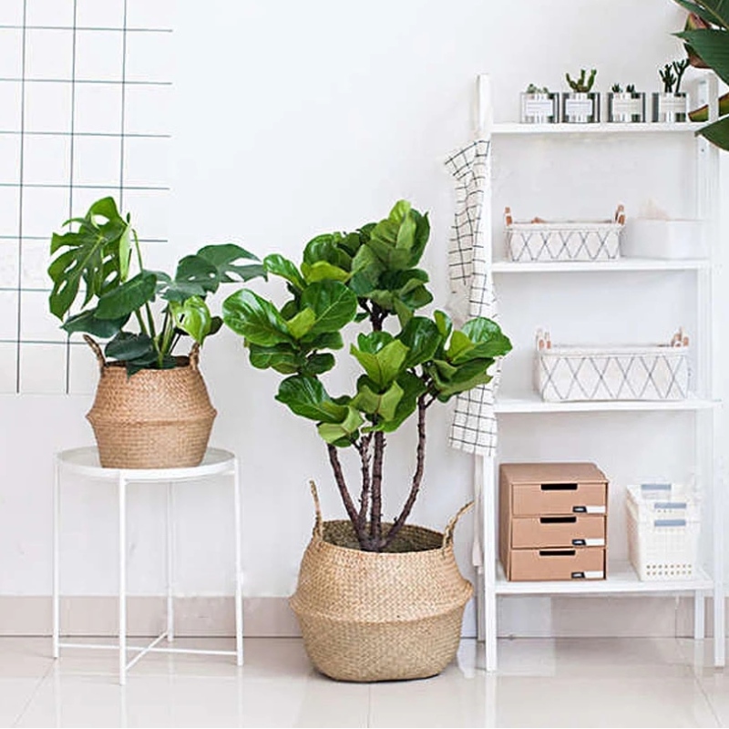 Lakberendezés virágcserép állvány oválisan lógó tengeri fű tároló kosár