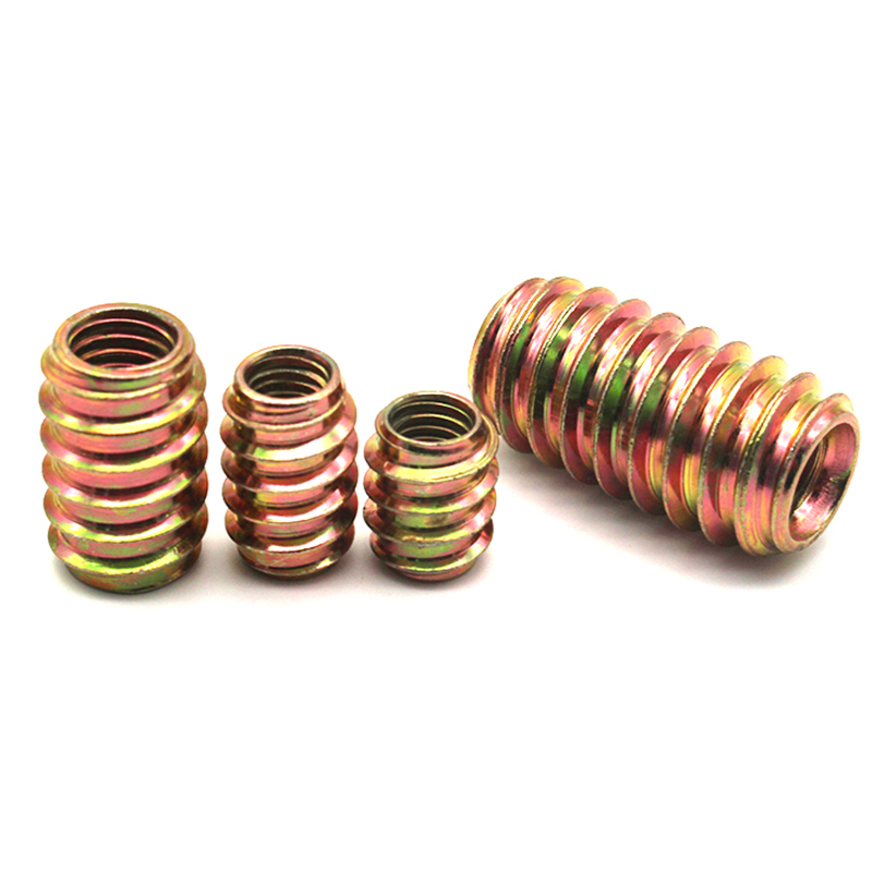 M6 M8 M10 Sárga horganyzott acél hatszögletű betét anyák fabútorokhoz