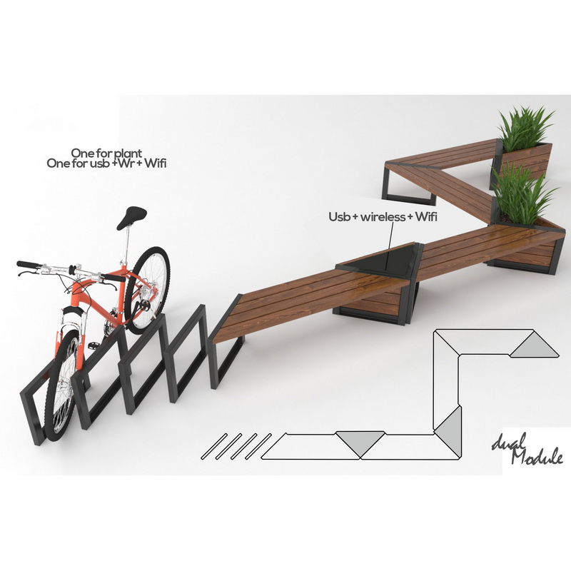 Testreszabott stílusú intelligens napelemes pad a kültéri parkolótelefon töltéséhez