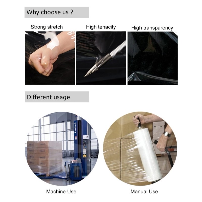 Faktor ára 20 Micron raklap Stretch Wrap és cast Stretch Film Zsugorító Tekerfólia / Nyújtófilm