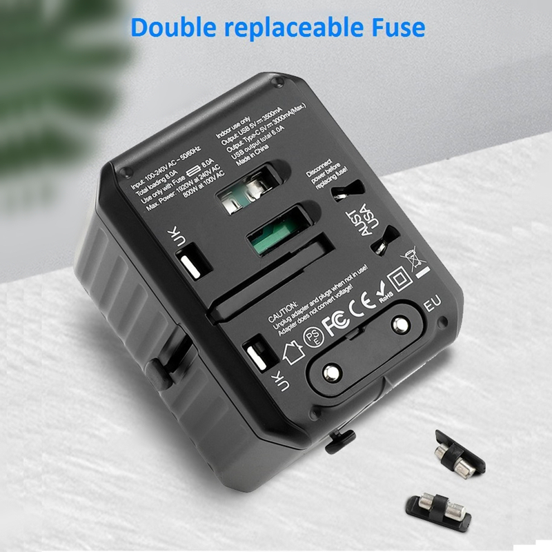 2020 új 110-250V US AUS UK EU plug mobiltelefon kiegészítők 6USB töltő 6A output univerzális utazóadapter 4USB+2Type-C-vel