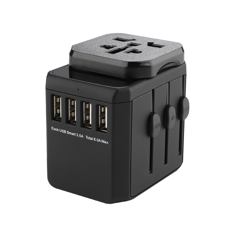 Grounding110V- 240V világméretű csatlakozók univerzális 4 USB port 5V/6A szabványos többcélú utazóadapter