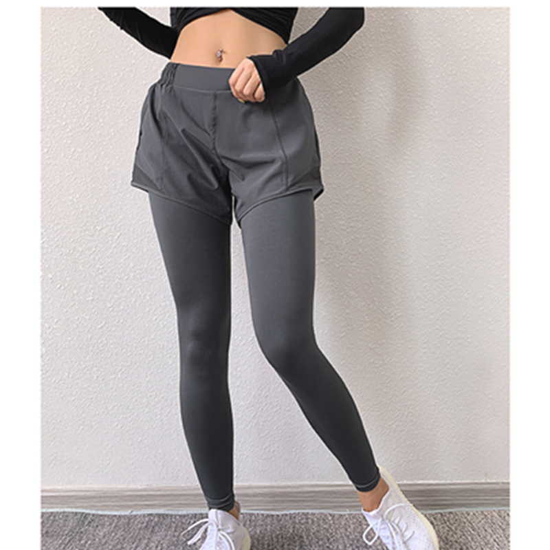 Hamis kétrészes, magas szakaszon feszes futó edző jóga nadrág