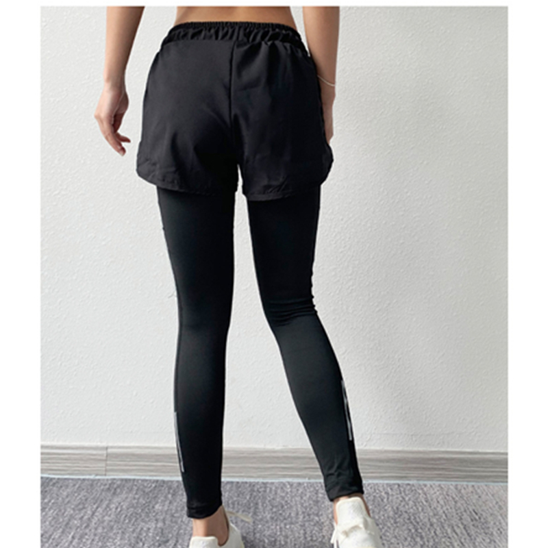 Női divatgyakorlás hamis kétrészes torna nadrág jóga futó fenék