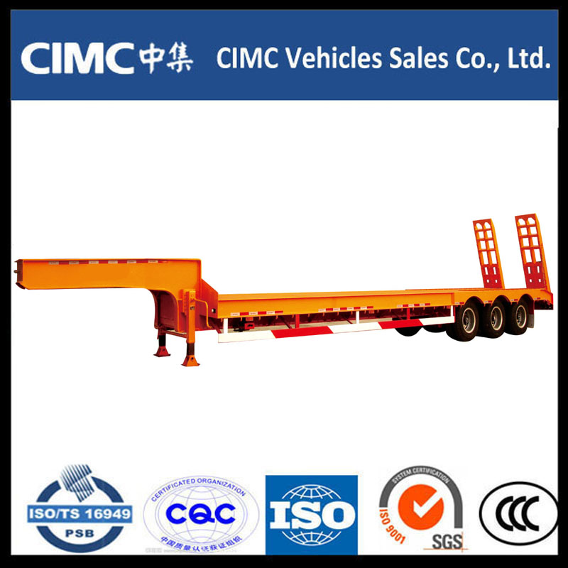 Cimc 3 Axle 70ton Low Bed Semi pótkocsi hidraulikus Ramp-pal