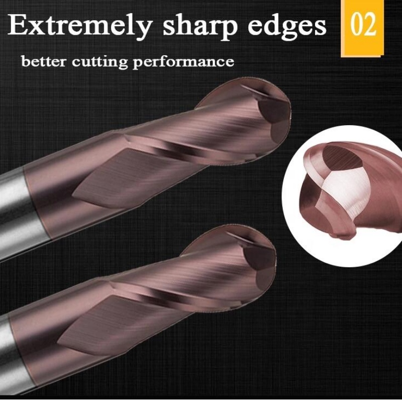 Beépített soros malom-sorozat: volfrám acél-keményfém 200 mm 200 mm 6 hrc55 kerek r3 4 fuvola hrc 45 ballnose gömbös orrú alumínium endmill end mill malmok CNC-hez