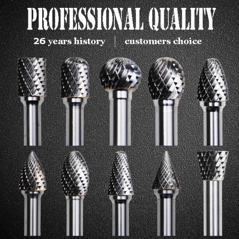 Forgó volfrámkarbidburr:nagy sebességőrlő tct flexibilis rotációs dupla vágású extra hosszú légszerszámok volfrámkarbid forgótyúk Burr alakzatban