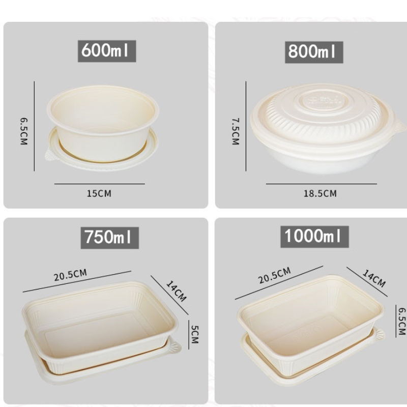 eldobható, biológiailag lebontható, környezetbarát kukoricakeményítőből készült élelmiszer-tartály