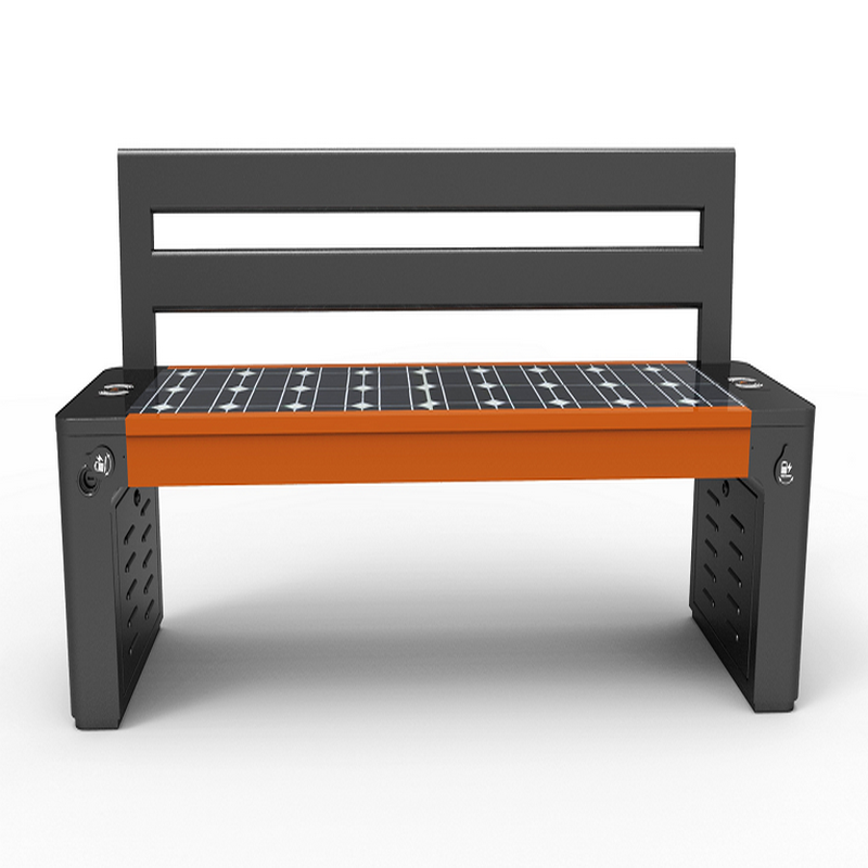 Nagy formátumú WPC Wood Galvanizált Steel Smart Voice Solar Bench