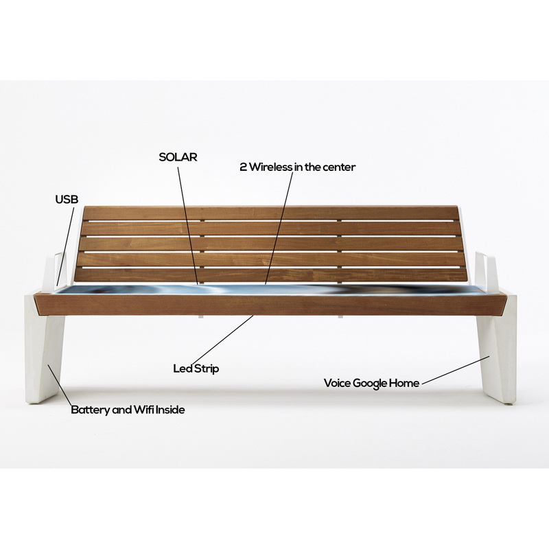 Új Design Wood Színek High Quality Solar Smart Bench