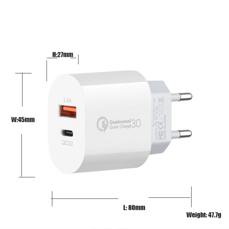 Az OEM Super Fast Fast Wall Adaptor típusú Qc 3.0 18w Pd Charger Usb típusú C adapter hordozható töltő