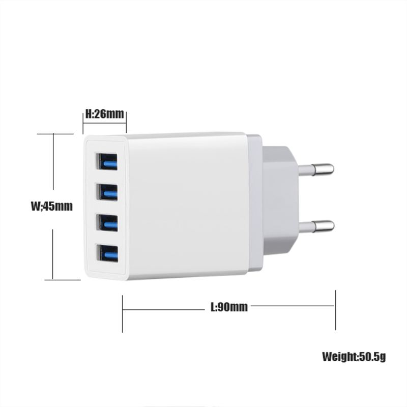 4 portos USB fali utazótöltő adapter Gyors mobiltelefon-töltő több portos USB-töltők