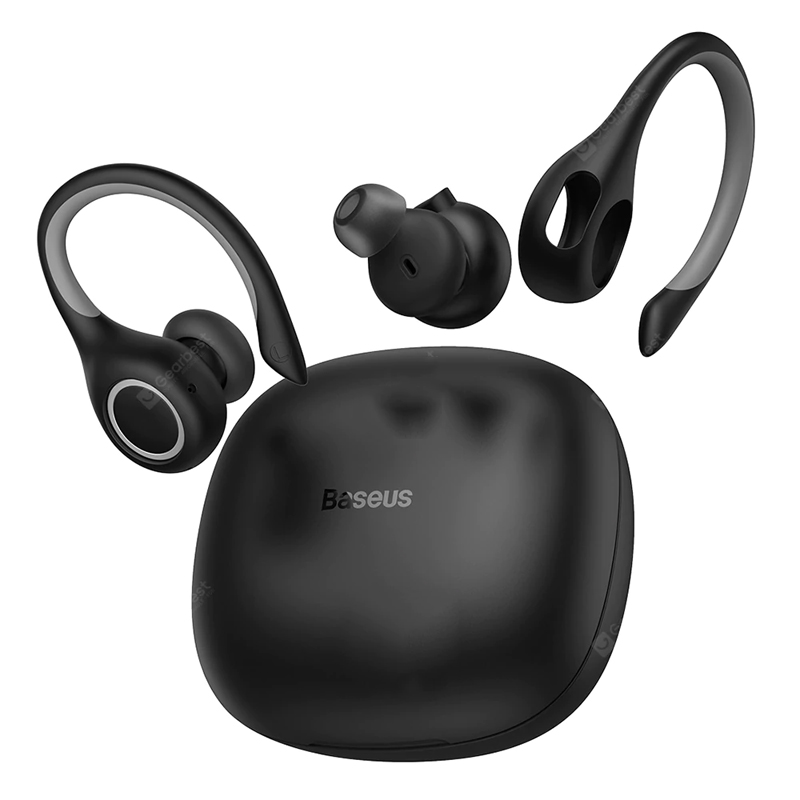 Baseus Encok W17 Sport Bluetooth fülhallgató fülhallgató TWS vezeték nélküli fejhallgató fejhallgató támogatja a Qi vezeték nélküli töltést Smart Touch IP55 vízálló - fekete