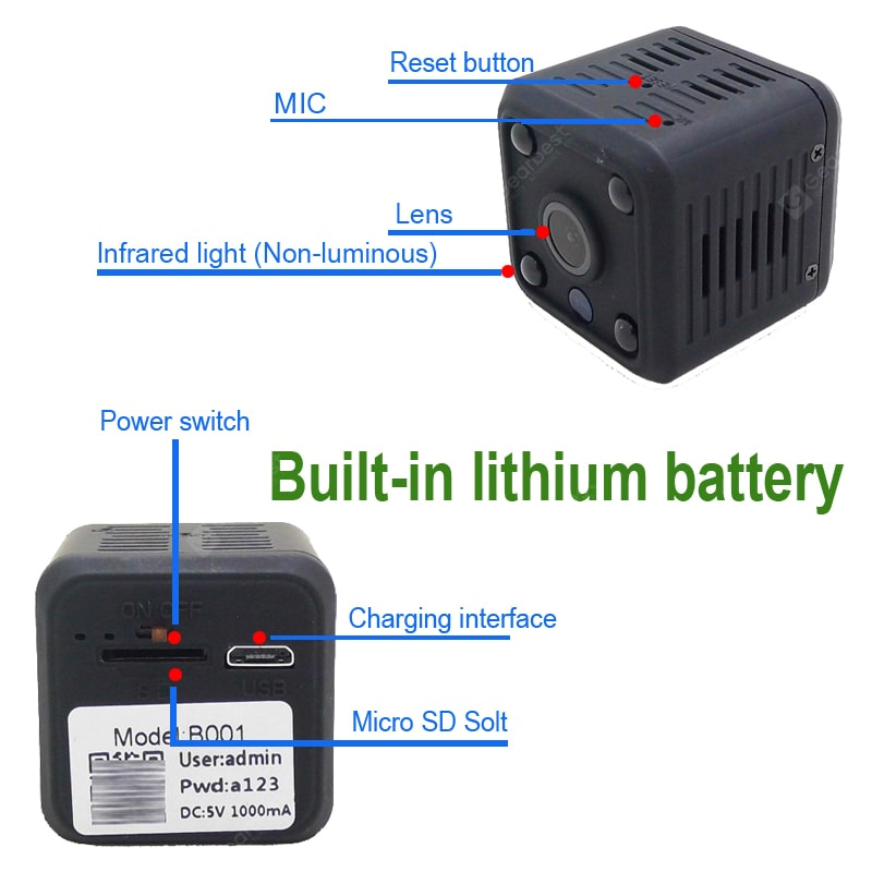 Jeges 1080P HD Mini wifi kamera Ip kamera wifi Mikro biztonsági kamera Vezeték nélküli monitor Megfigyelő kamera 1080p CCTV Night Vision - 1080P HD kamera