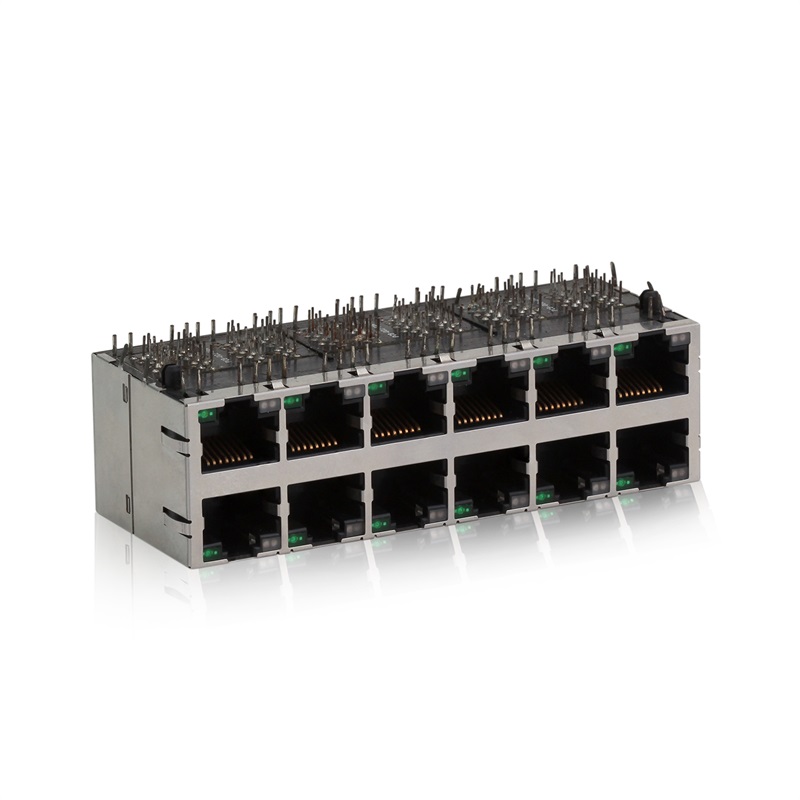 RJ45,2X6 (szűrő), LED, pajzs tok