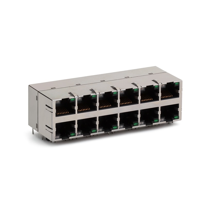RJ45,2X6 (szűrő), LED, pajzs tok