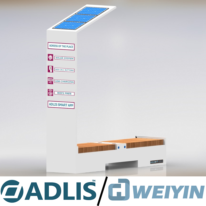 Intelligens napenergiával működő kültéri utcai hirdetési pad