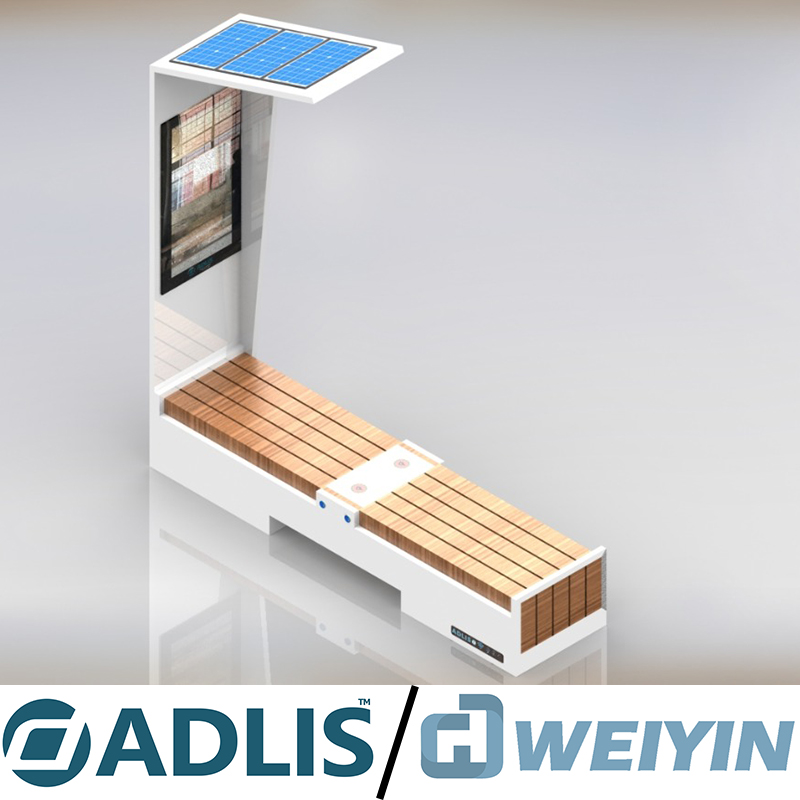 Intelligens napenergiával működő kültéri utcai hirdetési pad