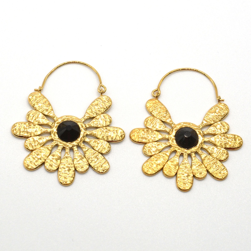 Rozsdamentes acél aranyozott ékszerek bohém stílusú retro hópehely fülbevalók női Kína Ruifanbao ékszerfeldolgozó gyár