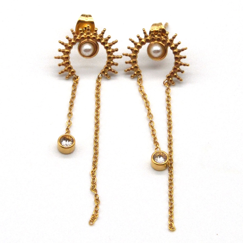 Kerek fülbevalók, bojtok, szalagos vákuumozott medálok, láncok, medálok, aranyos fülbevalók, ékszerek Kína Ruifanbao ékszerfeldolgozó gyár