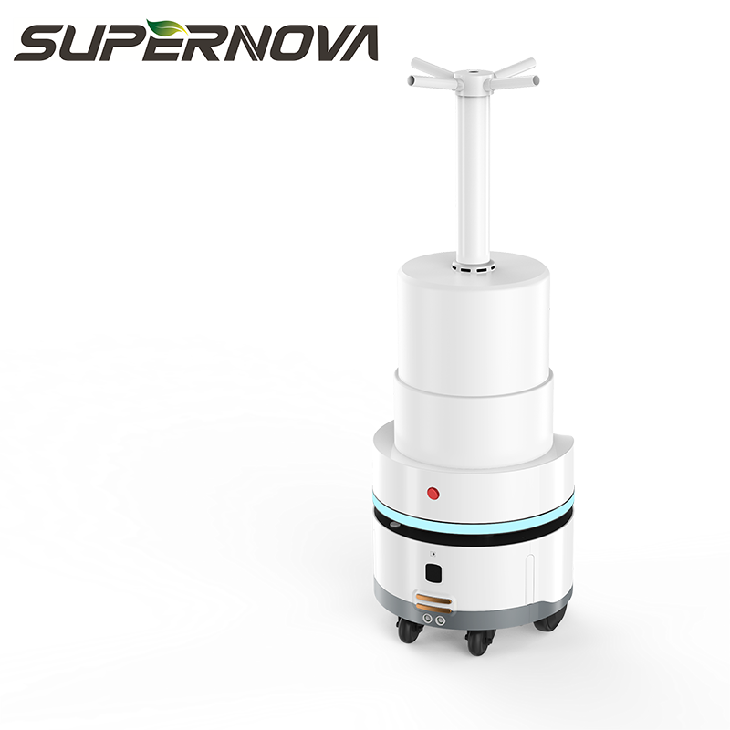 Nagy hatékonyságú vírusirtó automatikus újratöltő spray-fertőtlenítő robot porlasztó sterilizáló robot