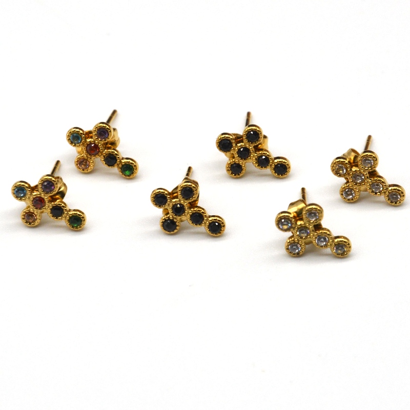 Női keresztköbös cirkónia mini pavé kereszt fülbevaló Kína Ruifanbao ékszerfeldolgozó gyár