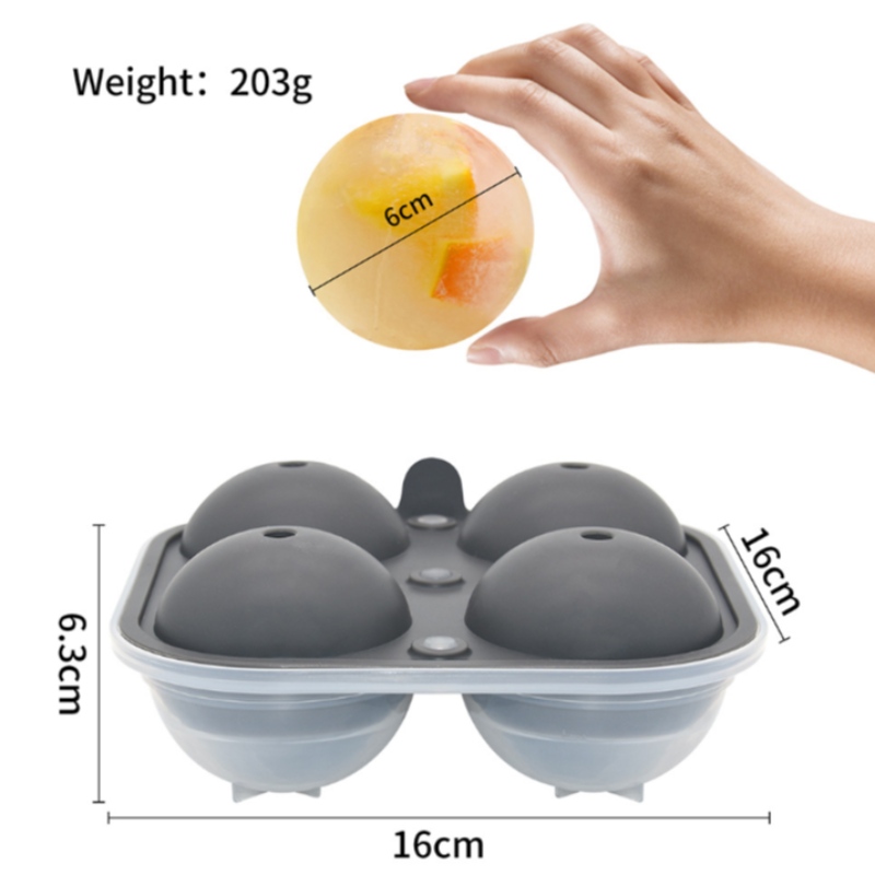 Új négy nagy szilikon jégkorong doboz whisky gömb kerek műanyag jég készítő penész