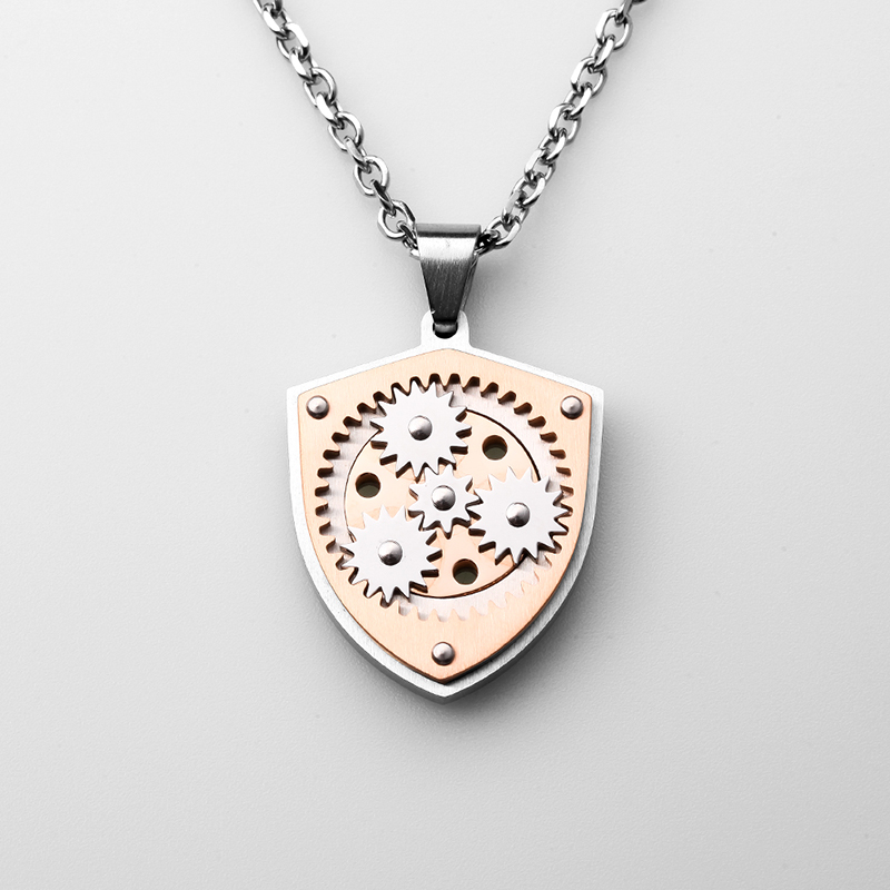 Men’s Stainless Steel Gear Two-Tone Pendant nyaklánc