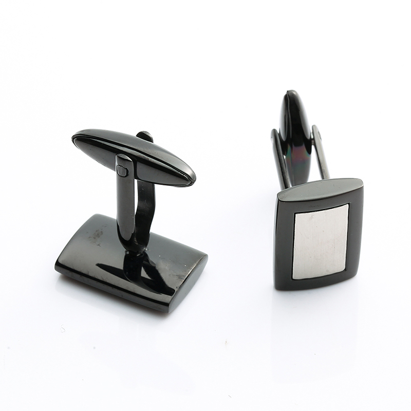 Két tónusú fekete bevonatú rozsdamentes acél mandzsettagombok Kína ékszer szállító férfi mandzsettagombok