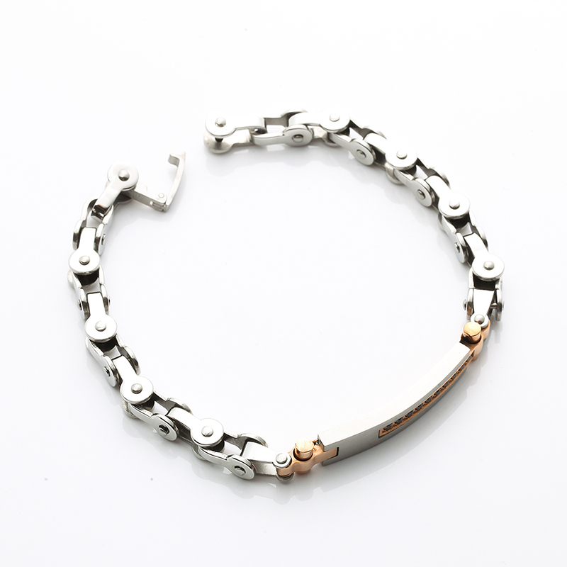 Kéttónusú 18 K-os rozsdamentes acél karkötő rozsdamentes acél karkötő CNC CZ kő divat karkötő