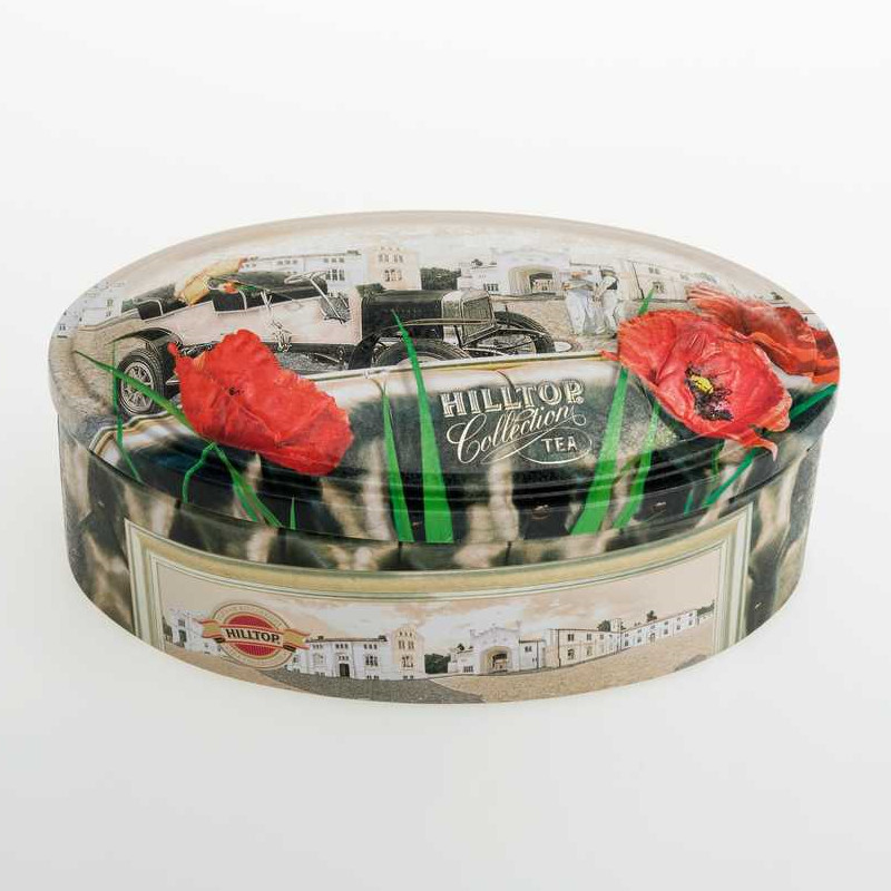 Ovális alakú konzervdoboz sütikhez, csokoládéhoz, cukorkákhoz