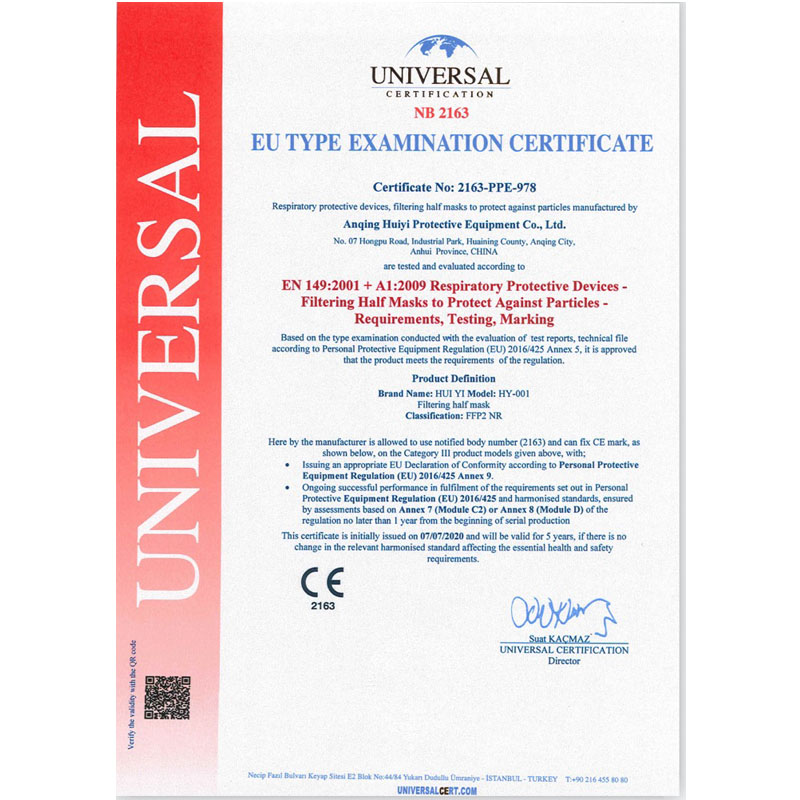 eldobható védőmaszk, HI-01 CE2163 maszk