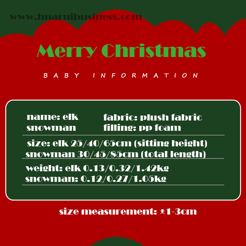 Karácsonyi jávorszarvas, hóember plüss játék, kitömött baba karácsonyi dekorációra.
