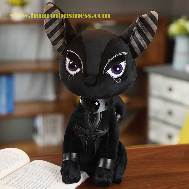 Rövid gyapjúszínű fekete baba/ló játék/plüss szörny játék/bolyhos játék/személyzet játéka/lágy játék magassága 35cm