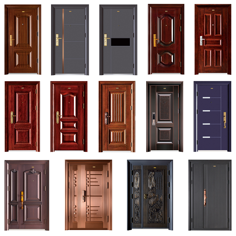 A márka New King Doors China Luxury Security Acél Front Door Designs Hot Eladja a török biztonsági ajtókat az Indiai Fő Design Design Runtic Door Customme Latest Design Security Acél Made in China Hollow, a Metal Doors külső aj...