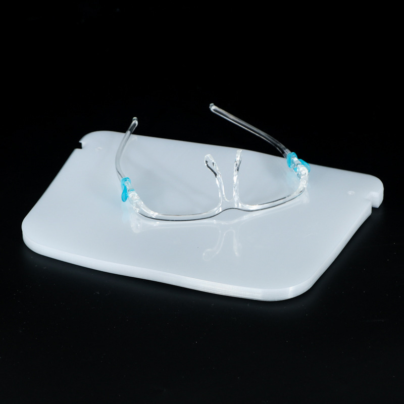 Átlátszó pajzs (OEM) Splash-gátló, újrahasználható arc-védő Visor PET-fólia-arcvédő szemüveggel