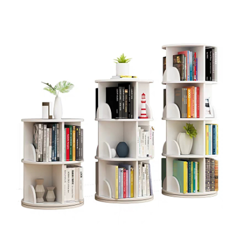 TMJ-2050 Custow Modern Home Wood White Revolving Storage Holders Racks Forog Könyveskönyv polc