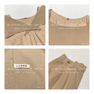 Laza kialakítás Minimalista stílusos alkalmi egyszínű nyomtatott színű pamut és vászon túlméretezett egyedi 19595-es inges ruhák