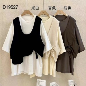 Laza kialakítás Minimalista kerek gallér stílusú varrott ujjú stílus Alkalmi Egyszínű pamut és vászon túlméretezett egyedi 19527-es pólók + mellények