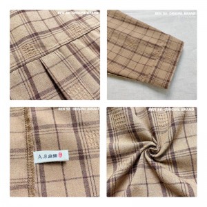 Laza elrendezés Minimalista stílusos, átlagos, szilárd színű, sávos, ellenőrizve túlméretezett 17796 Loose check Shirt