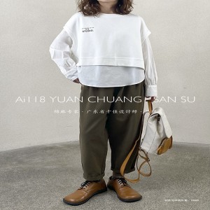 Laza elrendezés Minimalista stílusos, sima, sima, sima, sima színű, ellenőrizve a túlméretezett 19600-as galléros póló + bőrkabát